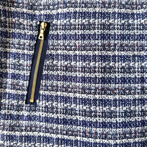 Loft Tweed Mini A-Line Skirt Sz 6P Blue White Academia Preppy Y2K Office Siren - Picture 4 of 7